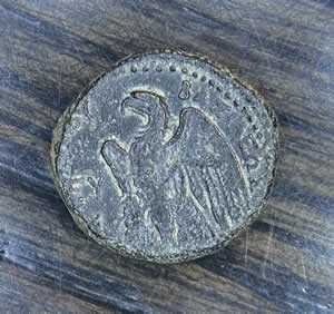 Ptolemy I Soter 305 BC bronze Obverse: Head_of_Alexander the Great wearing elephant scalp Reverse: PTOLEMAIOU BASILEWS with eagle standing wings open on a thunderbolt, EY Daniel 11:5 &ndash; &ldquo;Then the king of the south shall be strong&rdquo; 